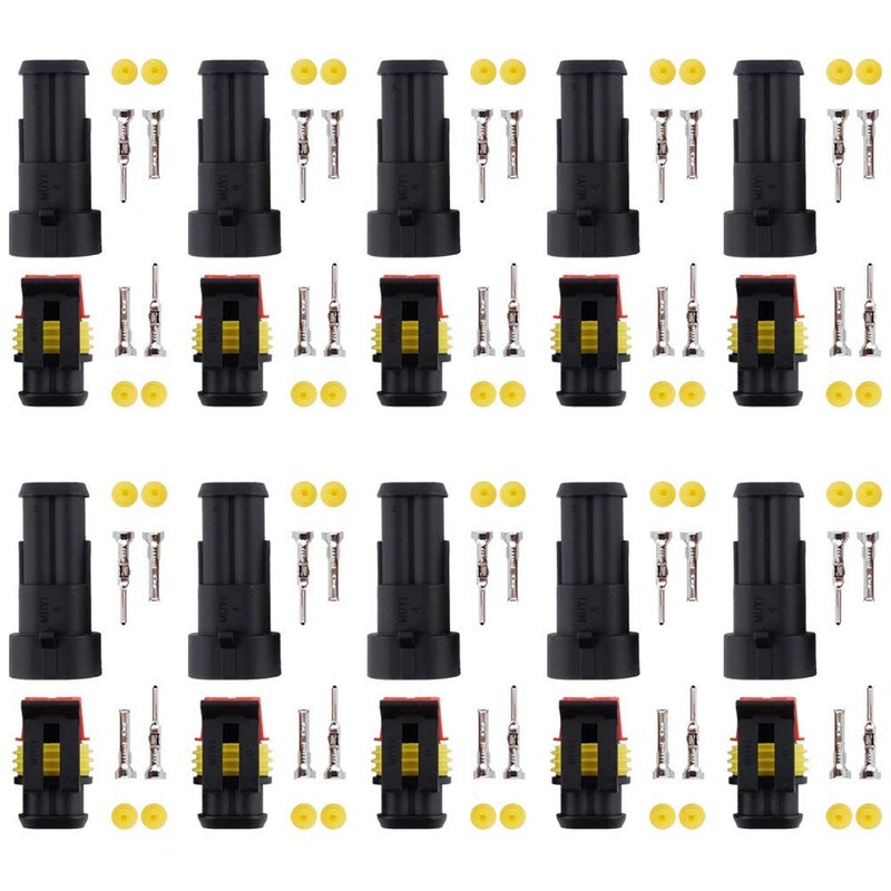MUYI 10 Kit 2 Pin Way Waterproof Electrical Connector 1.5mm Series Terminals Water Resistend - Image 2